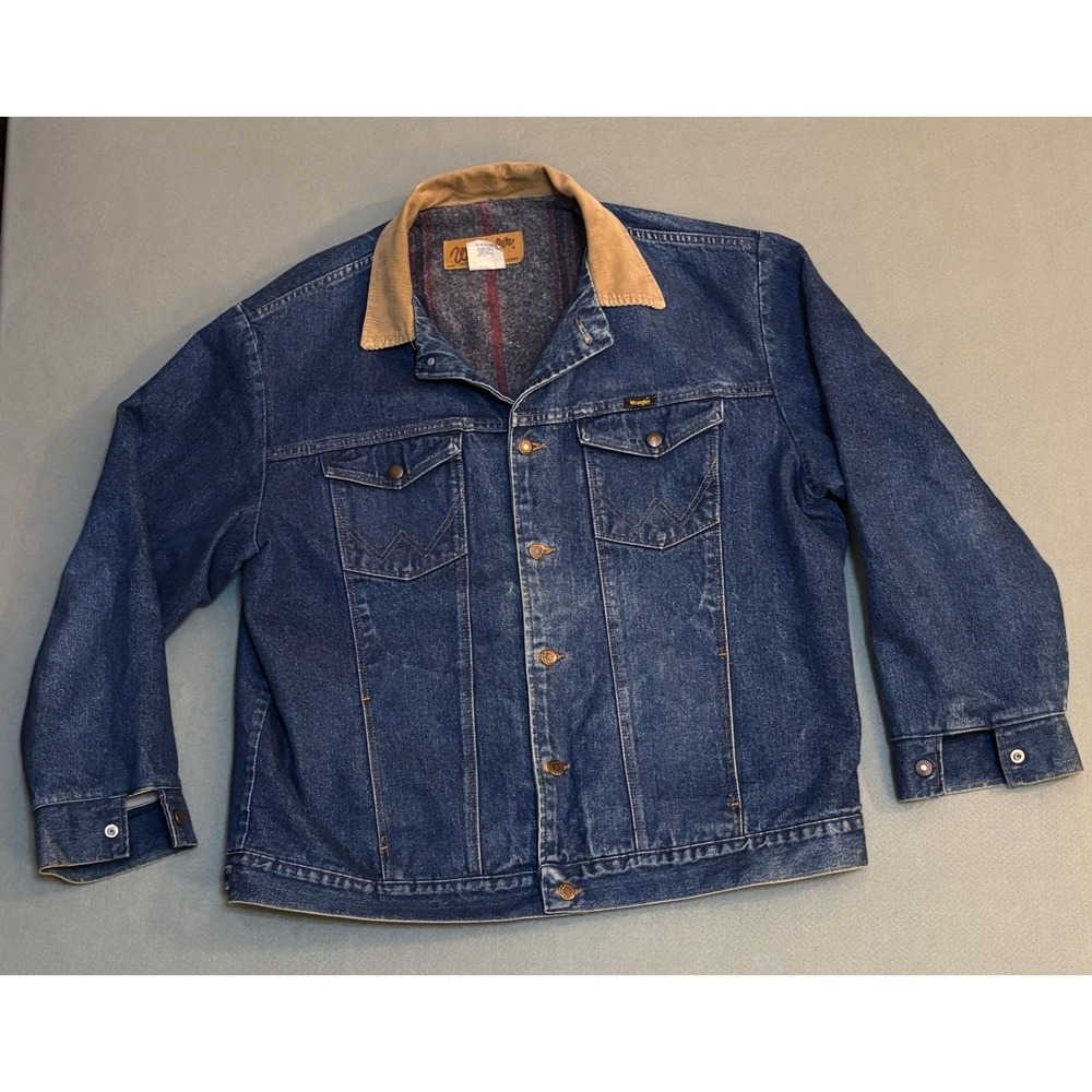 Wrangler Authentic Western Denim Jacket Blanket Lined Blue 74270PW Size 48 Men